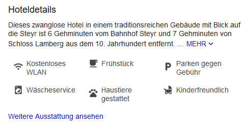 Local SEO Unternehmendprofil Ausstattungsdetails