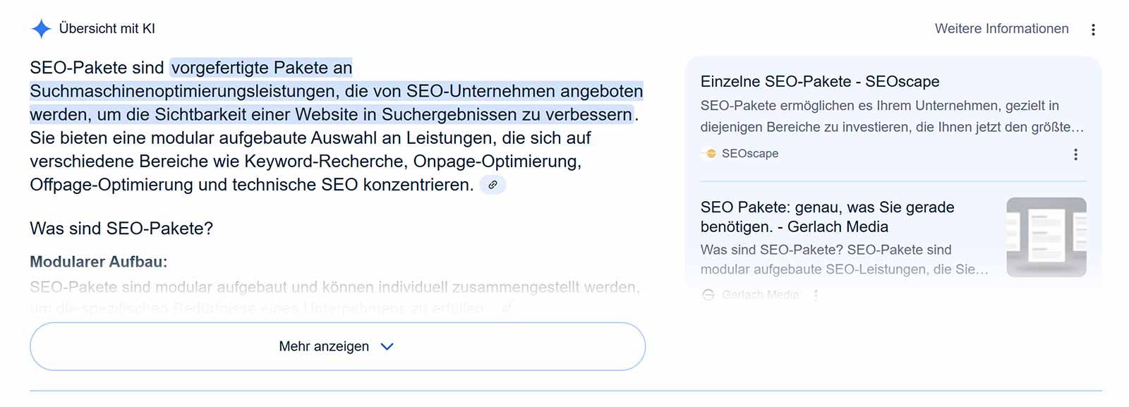 AI Overviews - Suchergebnis