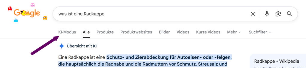KI Modus Link bei Google